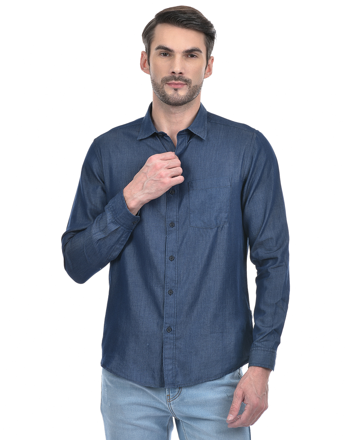 Numero Uno Men Solid Blue Shirt